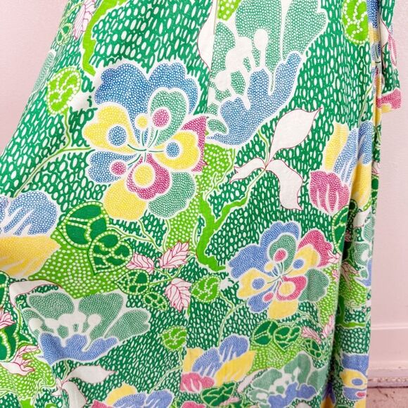 RARE Vintage Diane Von Furstenberg 60s Mod Groovy Psychedelic Green Floral Dress - Picture 7 of 11